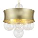 Verdi Square 3 Light 14 inch Soft Gold With Gold Leaf Convertible Pendant Ceiling Light